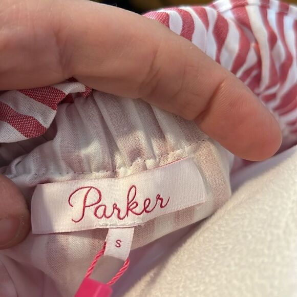 🆕 PARKER Cable Red & White Striped Off the Shoulder Floral Embroidered Dress‎ - Picture 7 of 7